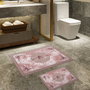 Mijölnir 510617 Juego de Alfombras de Baño de Poliéster Antideslizantes Antibacterianas Fácil Limpieza 50x60 cm y 60x100 cm Color Polvo
